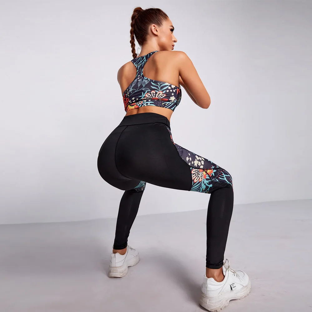 

Clothing Purple Camouflage Yoga Set Sports Wear Women Gym Fitness Clothing Booty Yoga Print Leggings Sport Bra GYM Sport Suit