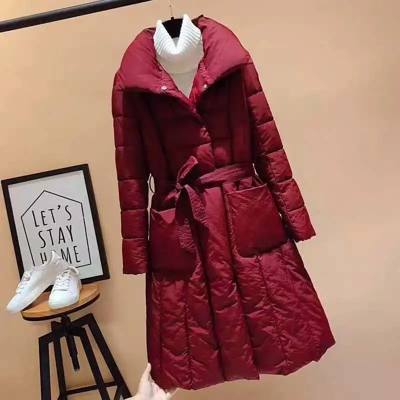 Women's Jacket 2020 New parka Dress style Long Winter Down Belt Woman Women | Женская одежда