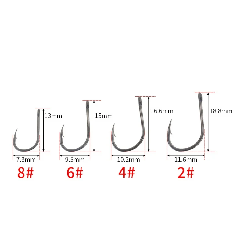 

50 Pcs/Box 2# 4# 6# 8# Fishing Hook Stainless Steel Soft Bait Single Barbed Hooks Crank Hooks Fishing Accessories