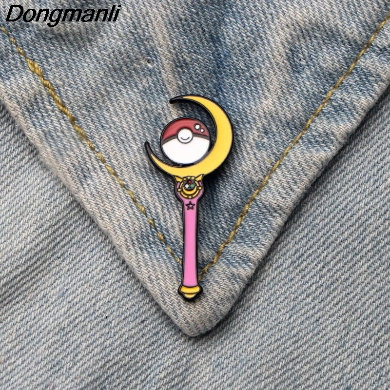 

K1641 Dongmanli fashion Anime Cute Moon Girls Metal Enamel Brooches and Pins Collection Lapel Pin Badge Jewelry Accessories