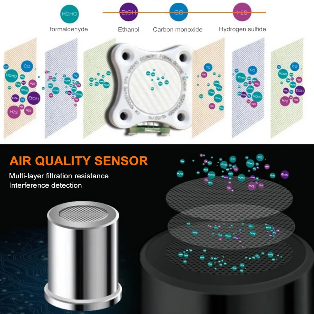 6 в 1 HCHO PM2.5 PM1.0 PM10 TVOC USB детектор качества воздуха газоанализатор с ЖК дисплеем