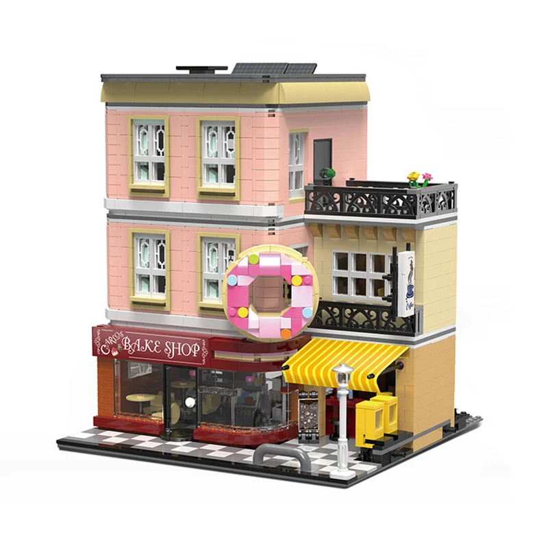 

Рождественский подарок, фигурки, магазин пончиков, уличный вид, строительный блок, Детские технические кирпичные блоки для детей, игрушки д...