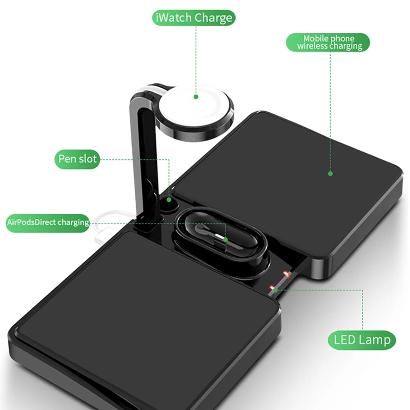 

5 in 1 Charging Dock Wireless Charging Holder For Apple Watch 5 4 3 iPhone XS XR 11 Pro 8 Airpods Pro Qi Wireless Charger Stand