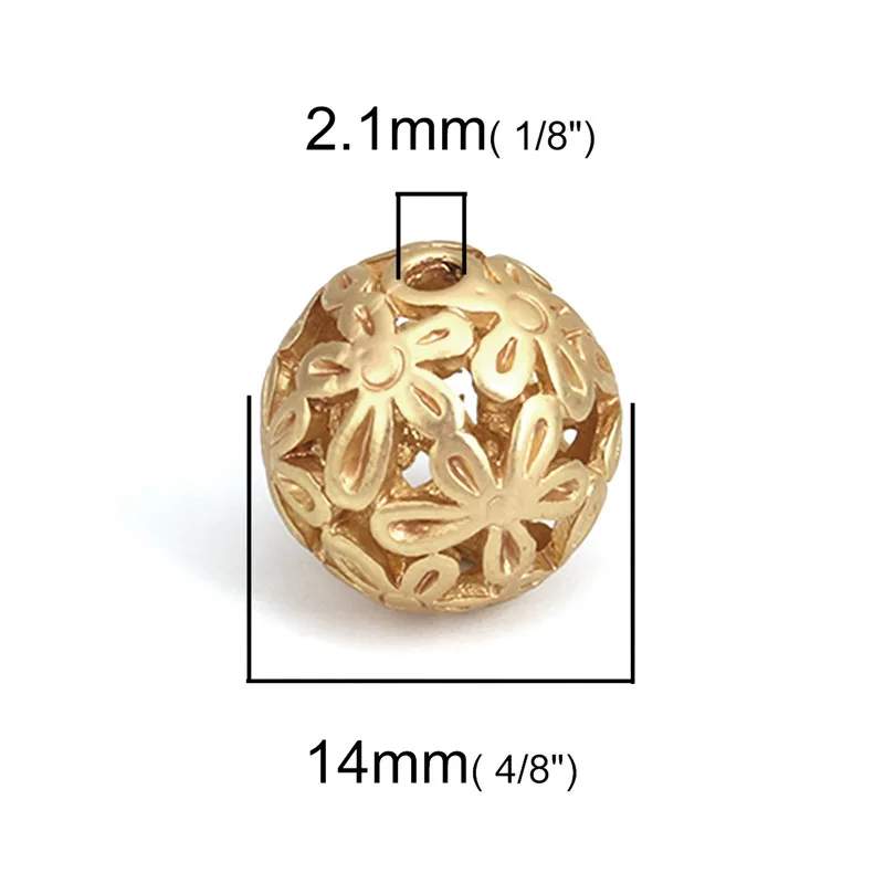 Модные бусины-разделители из цинкового сплава круглые матовые золотые полые
