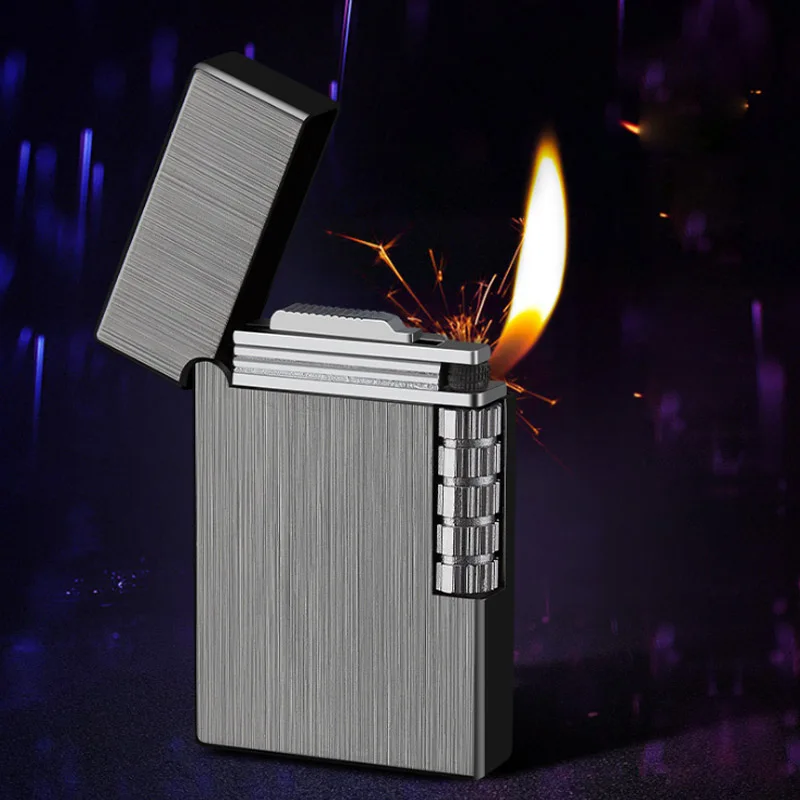 

New Ping Sound Gas Lighter Metal Flint Flame Cigarette Lighters Inflatable Butane Gas Grinding Wheels Fire Smoking Accessories