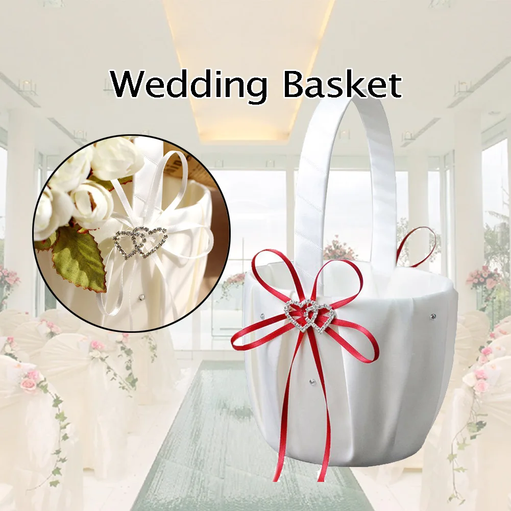 Свадебная корзина для хранения цветочная девочек с двойной пряжкой в виде сердца