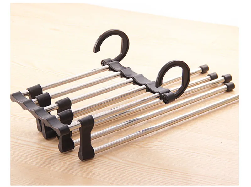 Newest Fashion 5 in 1 Pant Rack Shelves Stainless Steel Clothes Hangers Multi-functional Wardrobe Hot Sale Magic Hanger Rack