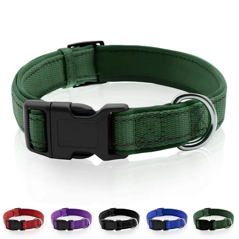 

Удобный неопреновый мягкий ошейник для собак с плотной пряжкой, D-образное кольцо, светоотражающие нейлоновые ошейники для домашних питомц...