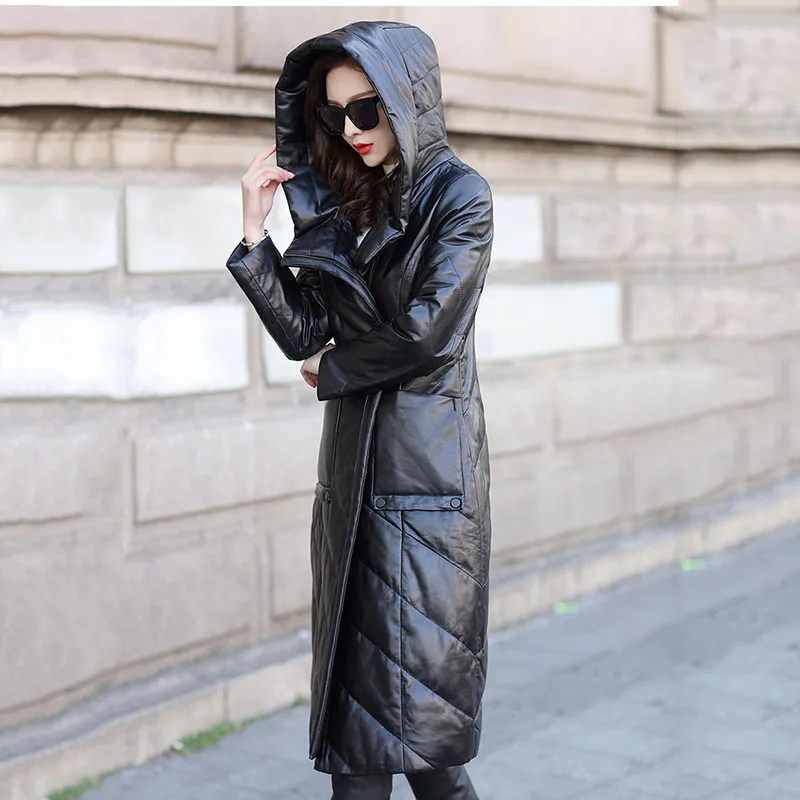 Женская куртка из натуральной овечьей кожи женская зимняя на утином пуху пуховик