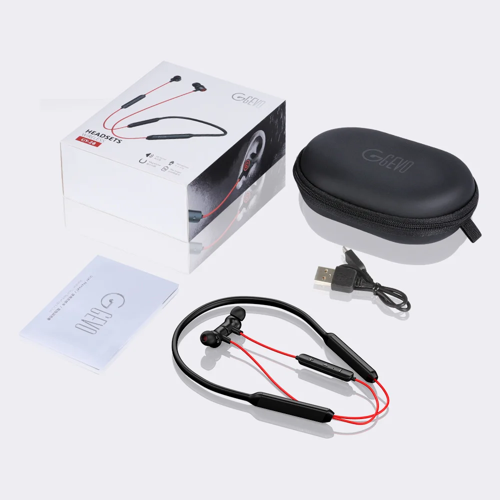 GEVO Bluetooth 5,0 наушники IPX6 водонепроницаемые наушники-вкладыши беспроводные наушники спортивные басы Наушники с микрофоном для IPhone XIaomi huawei - Цвет: Черный