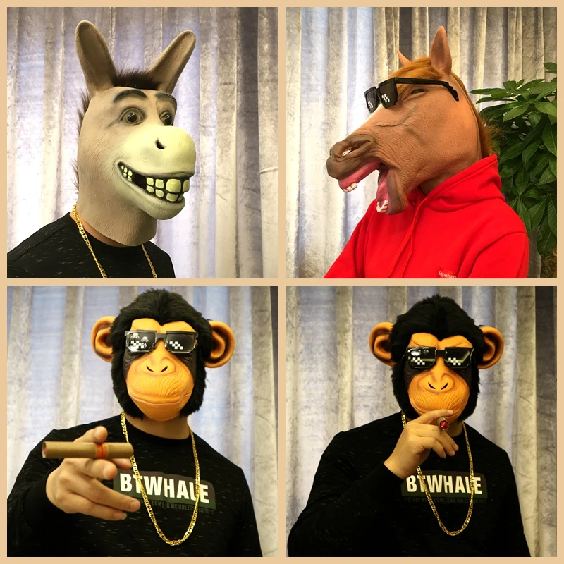 Животное Лошадь Головы Маска гарнитура Собака Хаски Горилла маска бар Cos смешной