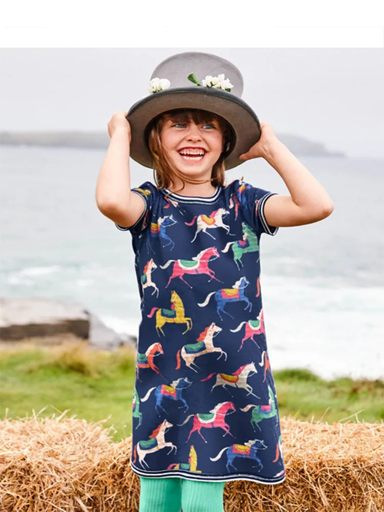 Детское хлопковое платье без рукавов с цветочным рисунком летнее От 2 до 7 лет |