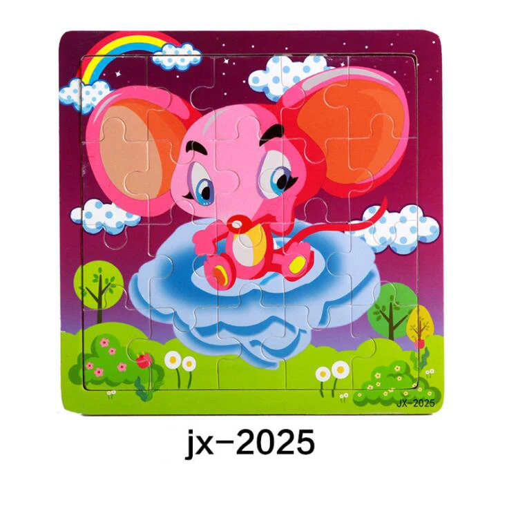 jx-2025 Детские игрушки деревянные 3d головоломки мультфильм животных интеллект Дети образовательный мозговой тизер детская танграмма формы обучающий пазл игрушка - Цвет: jx-2025