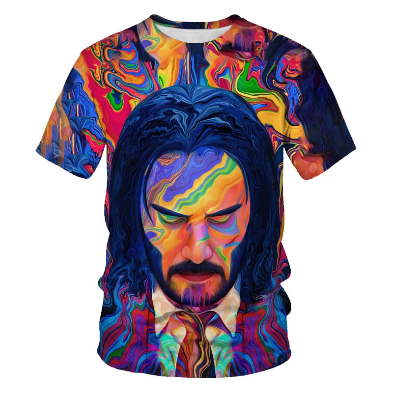 

Graffiti T-shirt men's painting picture 3D printing hip-hop street clothing loose and comfortable fabric O-neck men's T-shirt