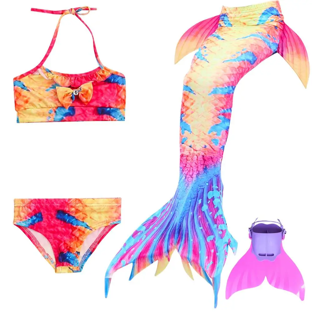 

4PCS/Set Kids Girls Mermaid Swimming Tail Swimsuit Summer swim dress mermaid tails monofin
