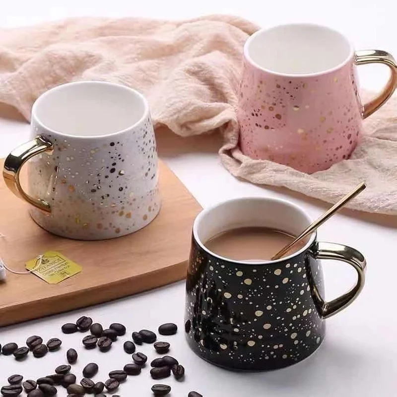 

Керамическая кофейная кружка, чашка для молока, посуда для напитков, чашка с рисунком звездного неба, простые креативные кружки, розовая, че...