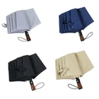 Ветрозащитный автоматический складной зонт с деревянной ручкой, 10 ребер