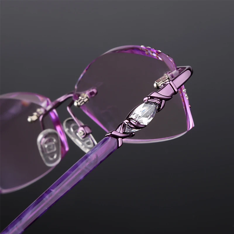 Женские очки без оправы с алмазной огранкой Из Инкрустированного сплава для