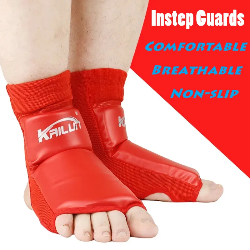 

PU Leather Ankle Guard MMA Boxing Muay Thai Foot Insteps Guards Feet Protector Martial Arts Wushu Sanda Training Protective Gear