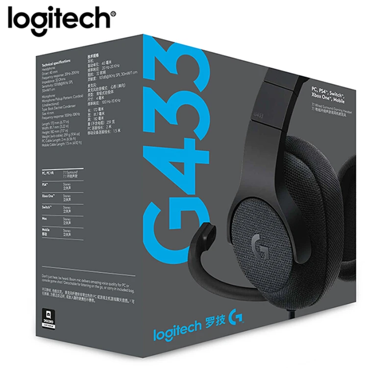 Игровая гарнитура Logitech G433 7 1 Surround проводные геймерские наушники с микрофоном для