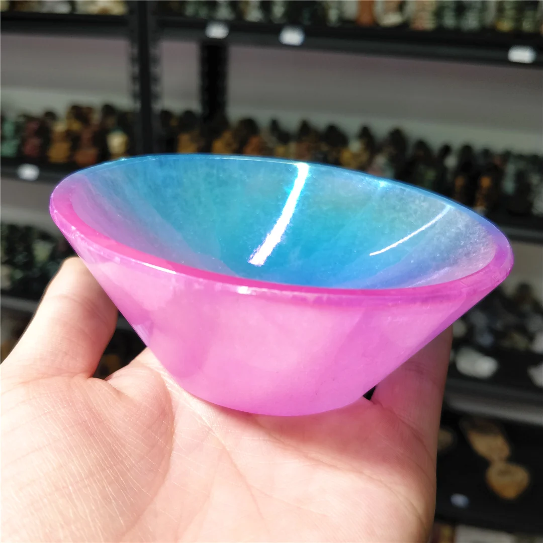 Природный Кварц селенит минеральные гальванизированные чаши кошачий глаз