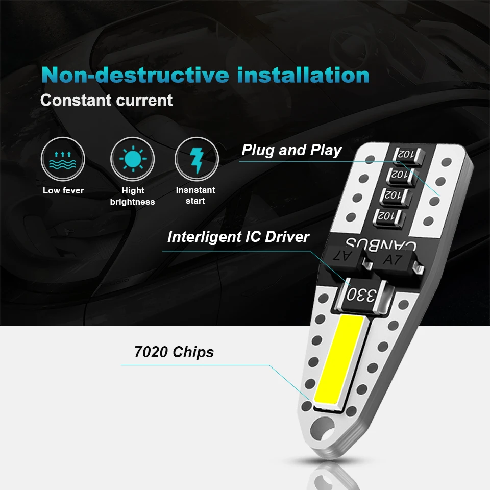 ANMINGPU 10X Signal Lamp W5W LED Canbus T10 Bulbs 7020SMD Auto Led Interior Car Lights Clearence Light Dome 6000K 12V | Автомобили и