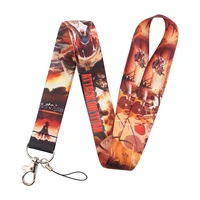 anime attack on titan cartoon keychain lanyard for keys id badge holder neck strap phone rope keycord mobile accessories