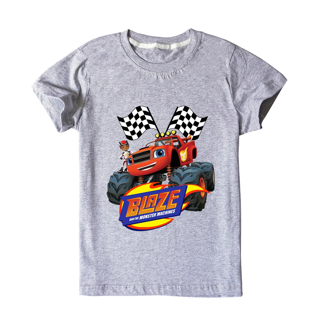 

New Children's Summer Short-sleeved T-shirt Blaze monster-machine Cartoon Pattern for Boys and Girls Kids Sport Tops Teen