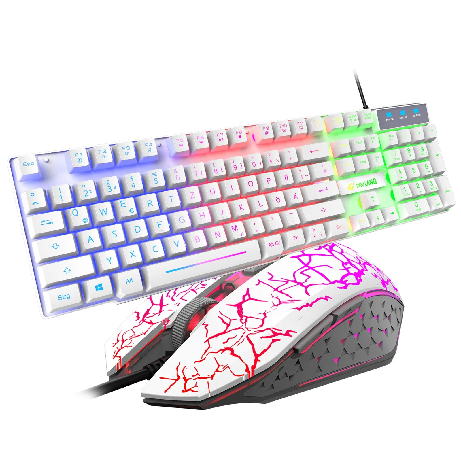 

T13 Rainbow Backlight Usb Ergonomic Gaming Keyboard and Mouse Set for PC Laptop Gaming Keyboards for Tablet Desktop Mechanical