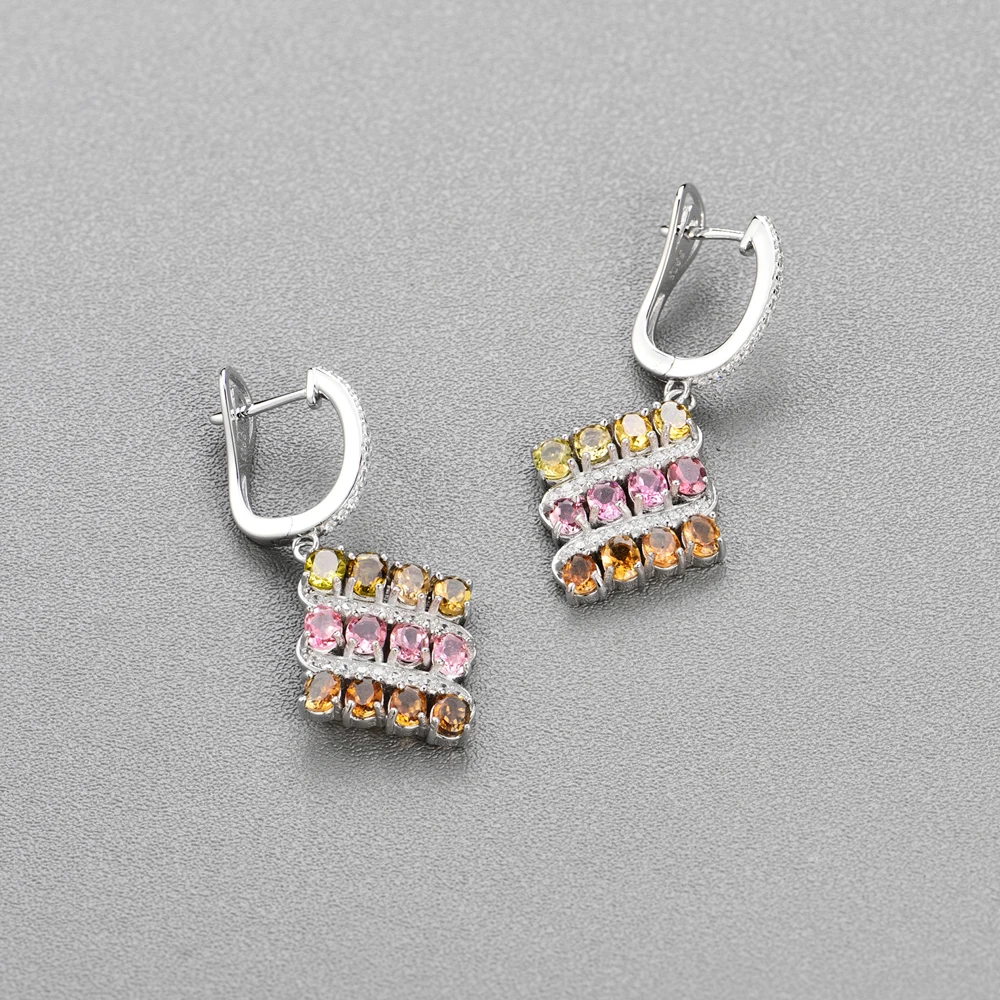 Натуральные маленькие турмалиновые Серьги с драгоценными камнями серебро 925