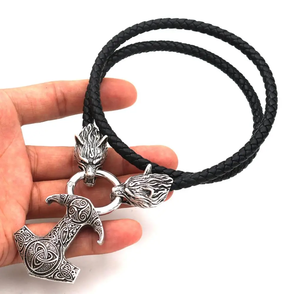 Языческая голова волка кожаная цепь Тор подвеска украшения Ворон троица