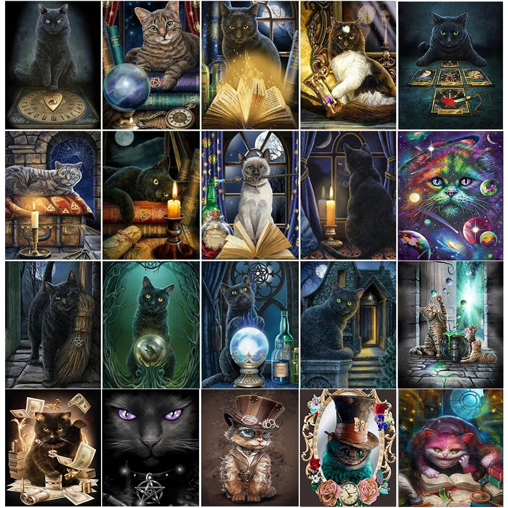 Алмазная 5D картина сделай сам с мультяшным котом полностью квадратная/круглая