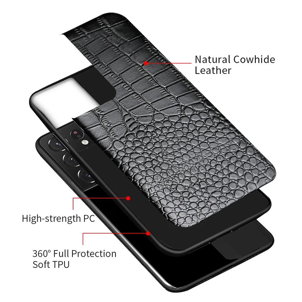 Чехол из натуральной коровьей кожи для Samsung Galaxy S21 Ultra S20 FE S8 S9 S10 Plus Note 20 10 A52 A51 A71 M21 M51