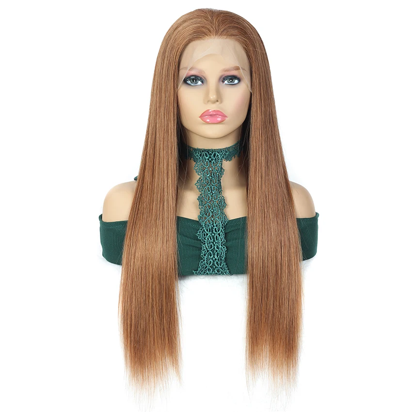 27 99J 13x4 парики из натуральных волос на кружеве прямые волосы Remy Предварительно выщипанные бразильские 27 30 красные 99J прямые парики на кружеве для женщин - Цвет: 27