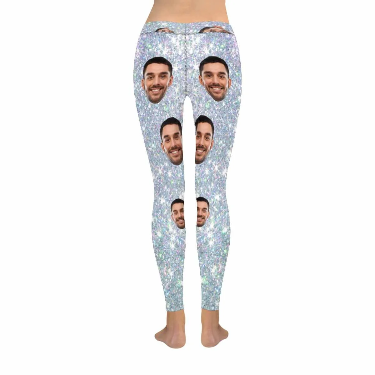 

Custom Face Shiny Silvery Low Rise Leggings