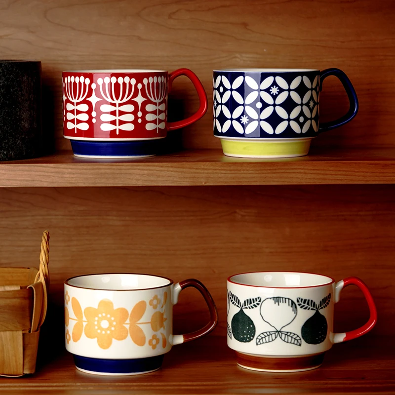 

Cup Big Capacity Ceramic Tea Mugs Кружка Minimalism Hand Painted Porcelain Retro Creativity Tea Cups Japanese Style Coffee Mug