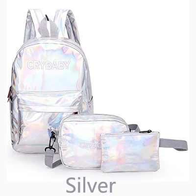 

2020 Holographic Backpack Women Crybaby Backpack Set School Bag Shoulder Composite Bag Clutch Messenger Crossbody Schoolbag