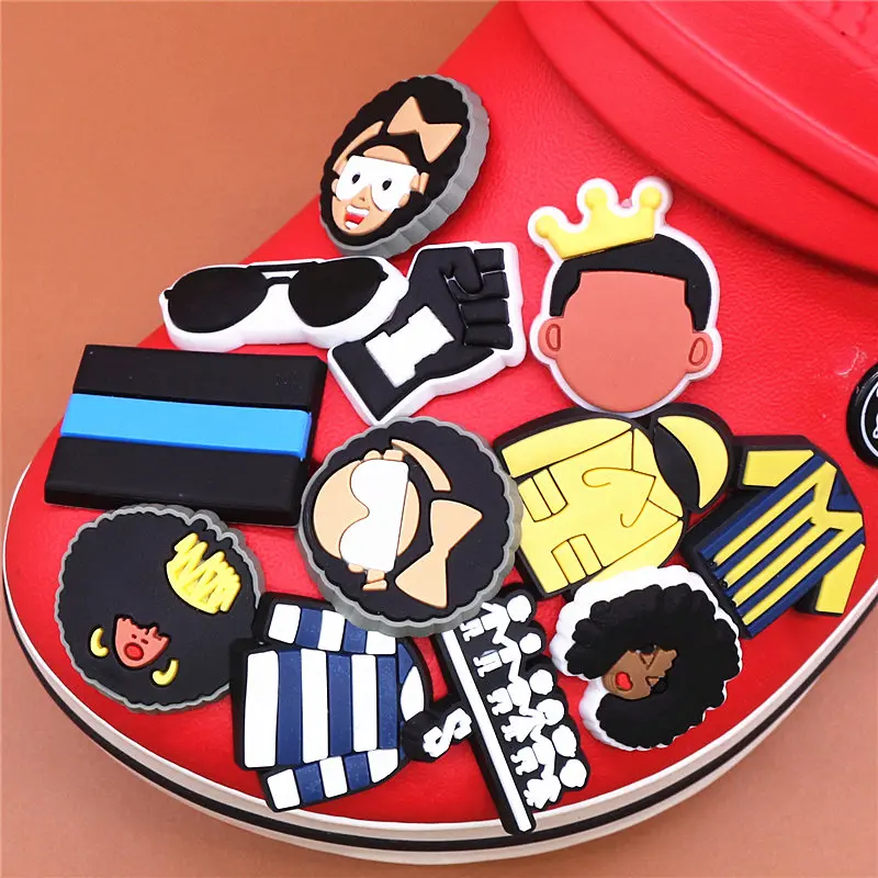 Crock Charms Accessories Custom Cartoon Cute PVC Shoe Croc Buttons Sandals Charms Black Lives Dope Father Portrait Free Shipping