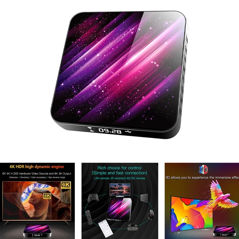 

ТВ-приставка H40-2, Двухдиапазонная Wi-Fi Bluetooth 6K 5D, Android 10,0, H616 2,4/5G