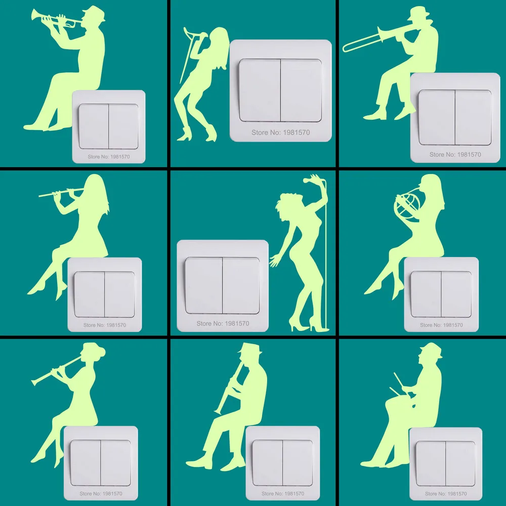 Светится в темноте музыкальная светящаяся наклейка для стены наклейки