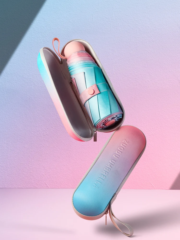 Зонт от солнца дождя двойного использования Женская защита ультралегкий