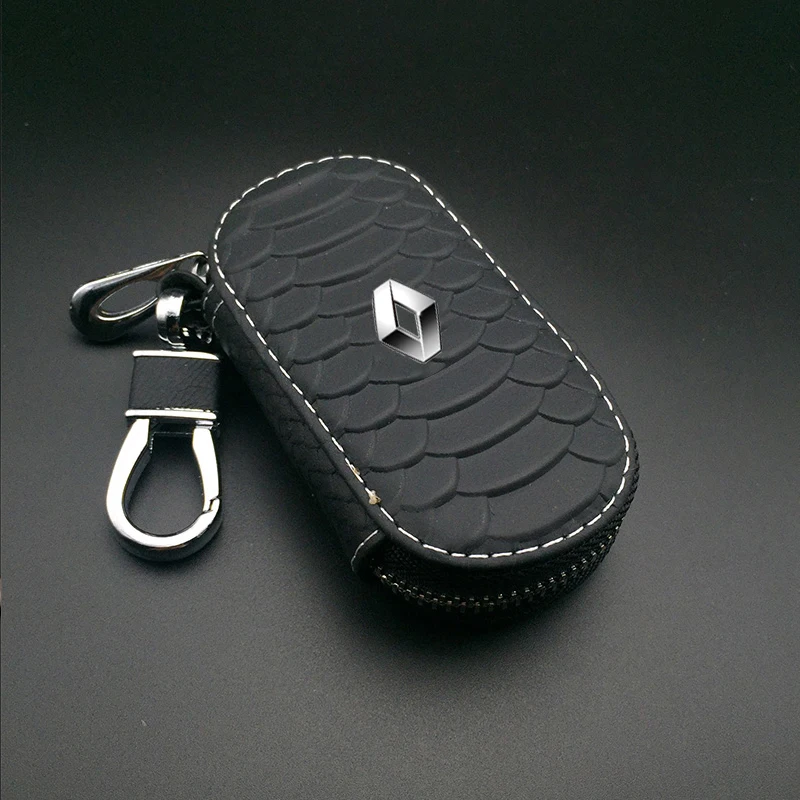 Черный чехол для автомобильных ключей из натуральной кожи с логотипом бренда
