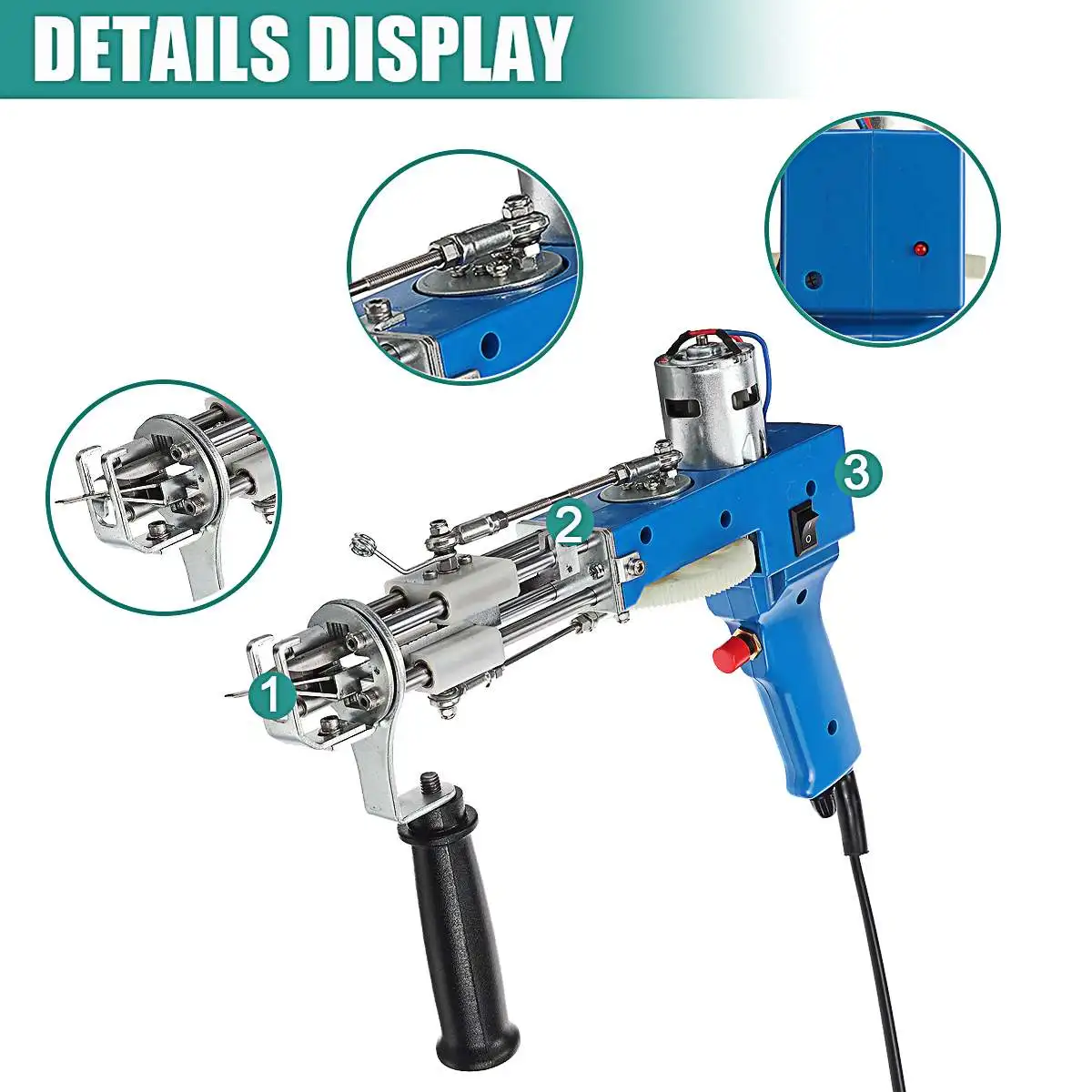 Pistola el&eacute;ctrica para alfombras, 2 en 1, 100W, para montar alfombras, flocado, ajustable, actualizaci&oacute;n-3