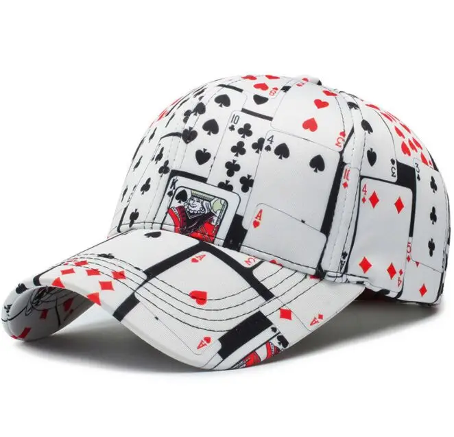 white JUMAOM002 Новая женская Повседневная хлопковая бейсбольная кепка s Poker с принтом хип-хоп Снэпбэк шляпа Гольф шляпа папа Кепка Gorros - Цвет: white