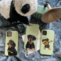 cute rottweiler dog phone case for iphone 12 11 xs pro max x xr 8 7 6s 6 plus light green candy colors cover