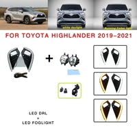 2 pcs white amber car flowing daytime running light for toyota highlander 2018 2020 with led fog lamp fog light