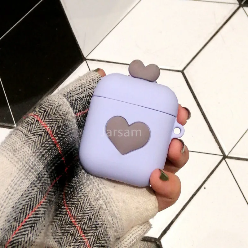 Милый мягкий беспроводной Чехол для наушников для Apple AirPods 2 Силиконовый чехол для зарядки наушников Защитный чехол для AirPods аксессуары - Цвет: Purple love