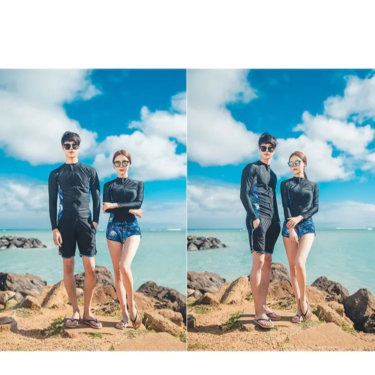 

Men's and Women's Long-sleeved Korean Swimwear, Split Zipper Swimwear, Sunscreen Surfing Suit Couple Suit