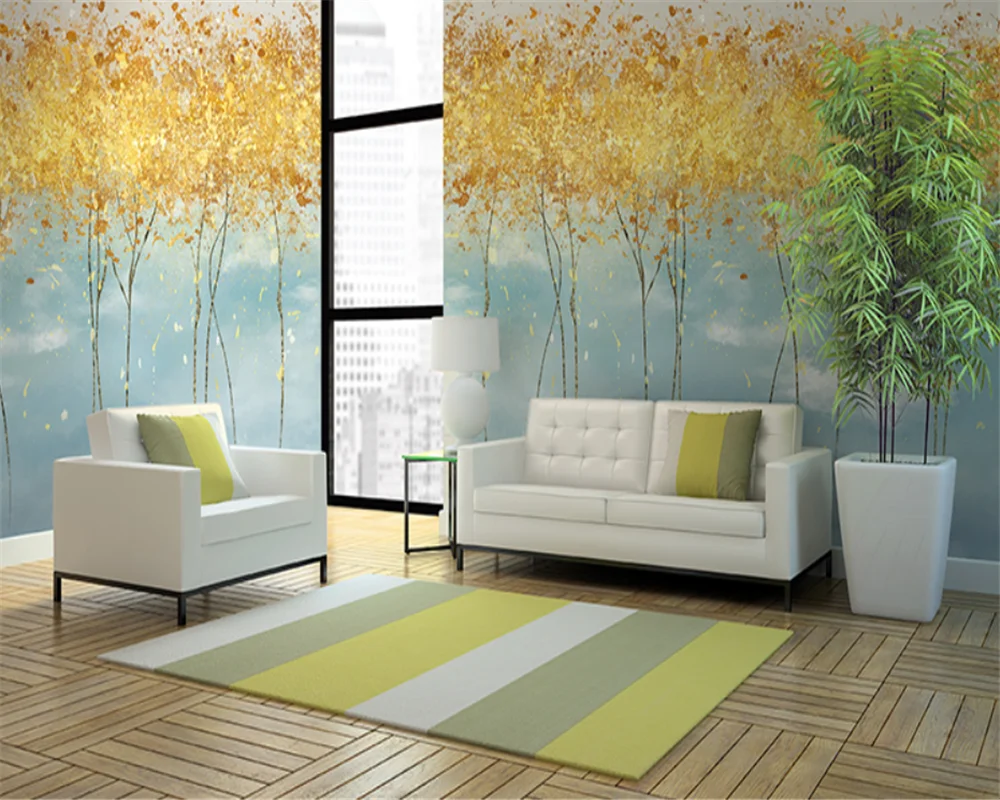 

Beibehang пользовательские современные новые украшения для спальни гостиной картина модные обои с золотым деревом настенные бумаги домашний д...