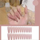 Ультратонкие накладные ногти, 24 шт.компл., прозрачные, розовые, многоразовые, с клеем